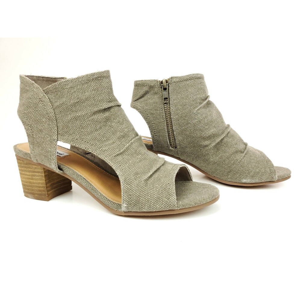 Not Rated Anna Brown Fabric Canvas Sandal Bootie Heels Size 7.5